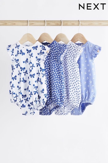 Blue Floral Baby Bloomer Rompers 4 Pack (846496) | £19 - £23