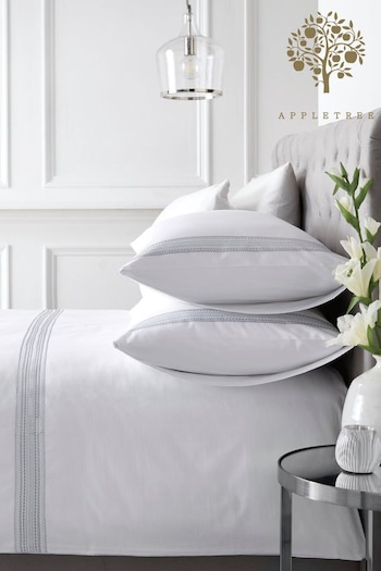 Appletree White Embroidered Band Duvet Cover Set (847004) | £45 - £60