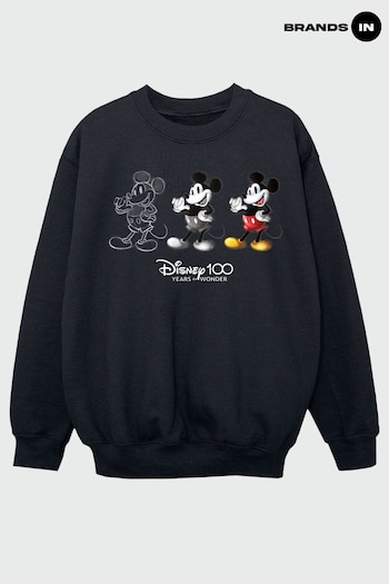 Brands In Black Disney 100 Mickey Poses Boys Black Sweatshirt (847111) | £24