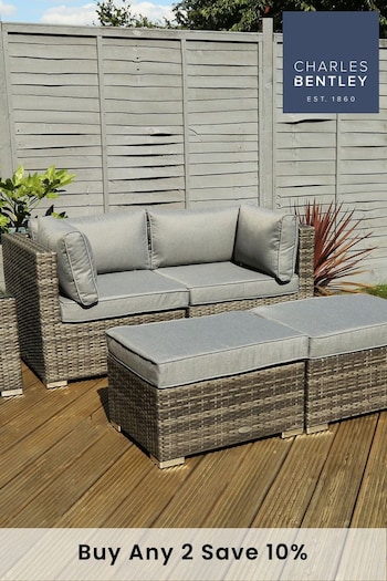 Charles Bentley Grey Garden Multifunctional Contemporary Rattan Lounge Set (847304) | £550