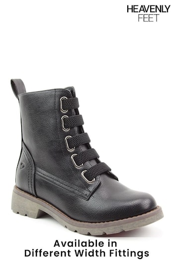 Heavenly Feet Black Ladies Lace-Up Ankle Boots (848009) | £50