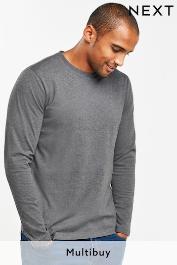 Charcoal Grey Marl Long Sleeve Crew Neck T-Shirt (848235) | £10.50