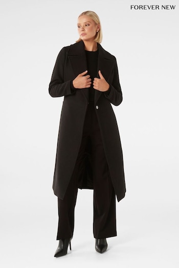 Forever New Black Amanda Belted Wrap Coat (848251) | £140