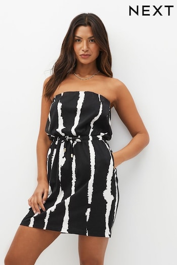 Black Tie Dye Stripe Jersey Bandeau Mini Summer Dress (848569) | £24
