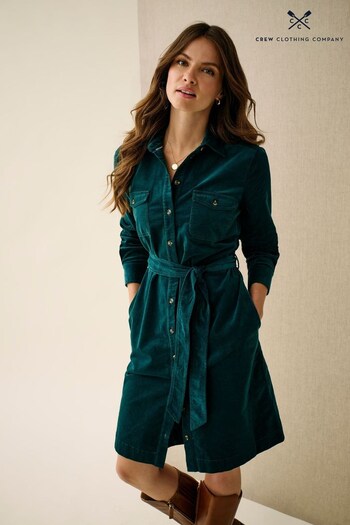 Crew Clothing Company Teal Blue Cotton Shirt Dress (848914) | £79