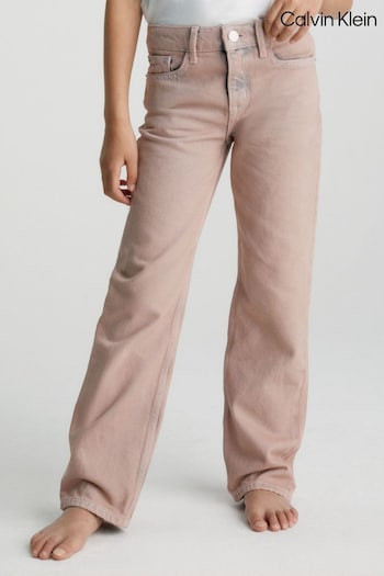 Calvin Klein Kids Pink Straight Overdye Jeans (848999) | £85