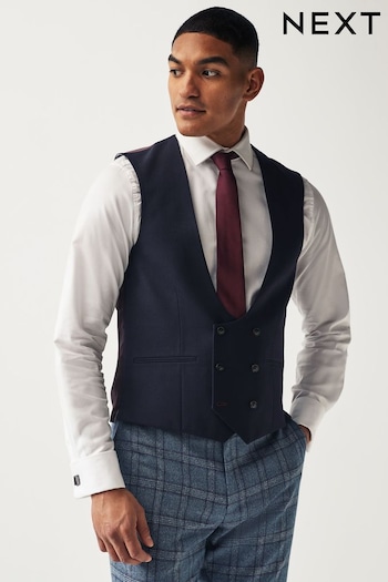 Blue Trimmed Check Suit Waistcoat (849306) | £50