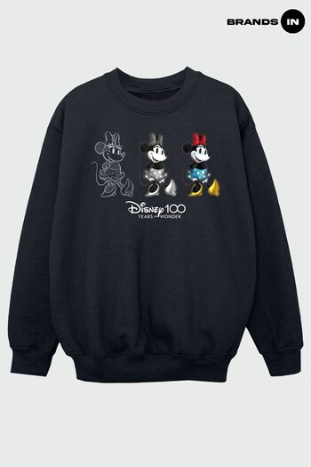Brands In Black Disney 100 Minnie Poses Girls Black Sweatshirt (849346) | £24