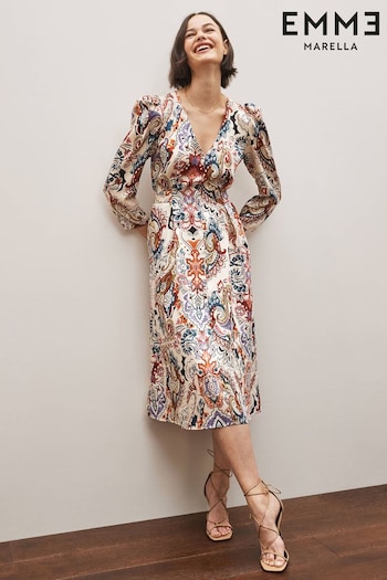Emme Marella Cream Elam Printed Midi Dress (849358) | £150