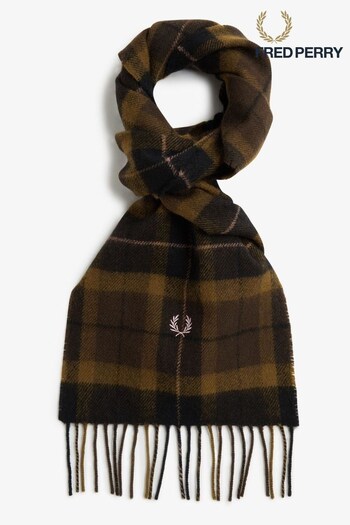 Fred Perry Stone Lambswool Tartan Check Scarf (849417) | £65