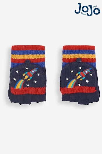 JoJo Maman Bébé Navy Rocket Embroidered Gloves (84Z917) | £14
