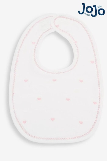 JoJo Maman Bébé Pink Heart Embroidered Bib (84Z995) | £6