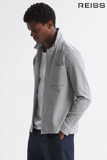 Reiss Grey/White Cathu Check Twin Pocket Overshirt (850154) | £128