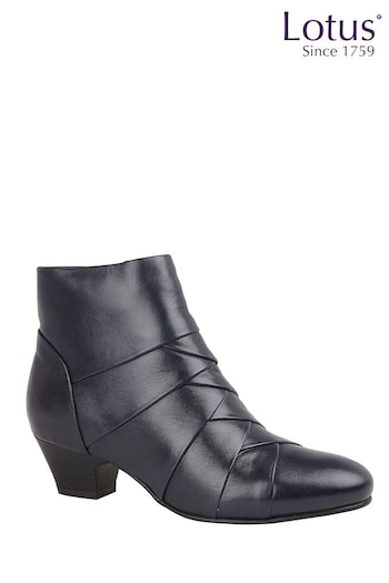Lotus Navy Blue Leather Ankle Boots (850293) | £75