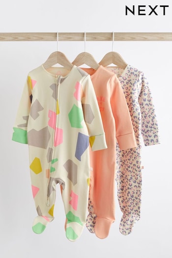 Fluro Orange Baby Sleepsuits 3 Pack (0-2yrs) (851631) | £19 - £21