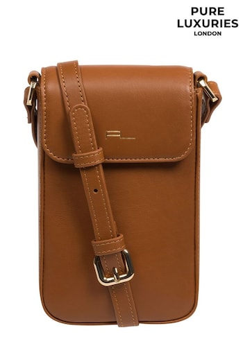 Pure Luxuries London Selena Nappa Leather Cross-Body Phone Bag (851797) | £39