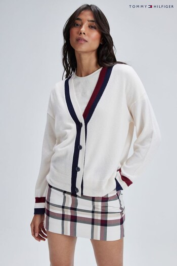 Tommy Hilfiger White Wool Blend Cardigan With Cashmere (852135) | £170