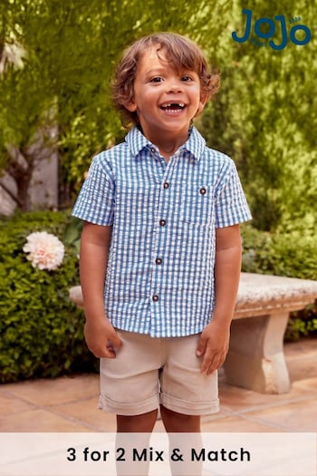 JoJo Maman Bébé Light Blue Gingham Shirt (852439) | £22