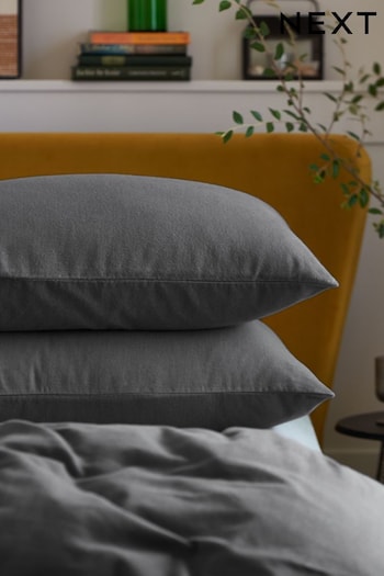 Set of 2 Charcoal Grey 100% Cotton Supersoft Brushed Pillowcases (852557) | £10