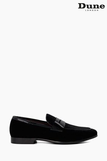 Dune London Sensory Velvet Saddle Black Loafers (852649) | £110
