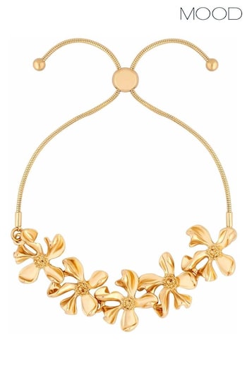 Mood Gold Polished Dipped Flower Graduated Toggle Bracelet (852695) | £14