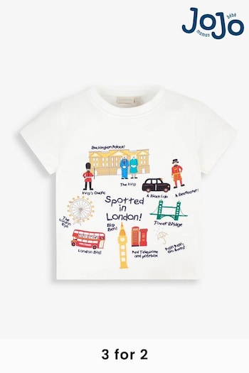 JoJo Maman Bébé White Kids' Spotted In London T-Shirt (852813) | £17