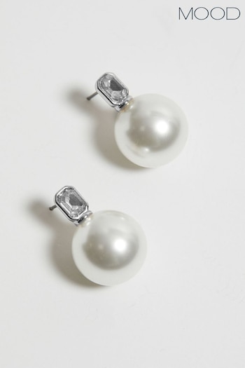 Mood Silver Pearl Snowman Drop Earrings (852828) | £14