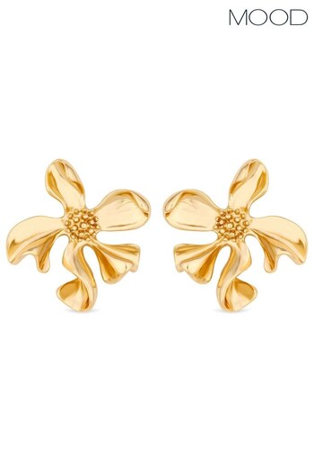 Mood Gold Polished Dipped Flower Stud Earrings (852977) | £14