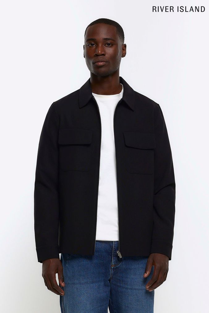 River island black jacket mens on sale