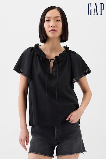 Gap Black Lace Flutter Sleeve Blouse (853488) | £30