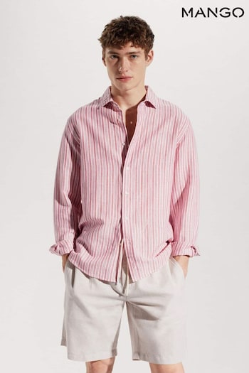 Mango Regular-Fit Purple Striped Linen Shirt (854110) | £50
