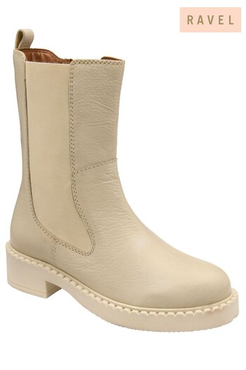 Ravel Cream Flat Zip-Up Mid-Calf Boots (854380) | £110