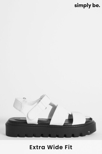 Simply Be Extra Wide Fit Fisherman White Chunky Sandals (854664) | £35