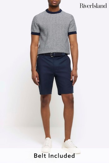 River Island Blue Belted Chinos Shorts (854765) | £32