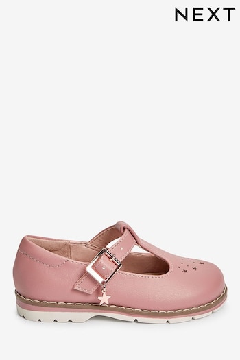 Pink Standard Fit (F) Star Charm T-Bar Shoes (854828) | £18 - £20