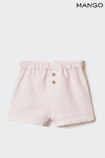 Mango Cotton Striped Pink asymmetric Shorts (854877) | £15