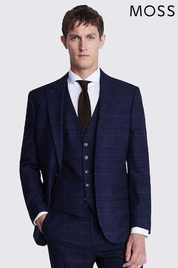 MOSS Tailored Fit Navy Black Check Suit: Jacket (854947) | £149