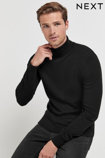 Black Regular Knitted Long Sleeve Roll Neck Jumper (854985) | £26