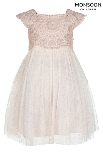 Monsoon Pink Baby Estella Sparkle Dress (855072) | £43 - £46