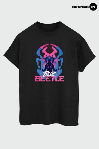 Brands In Black Blue Beetle Pink Pose Women Black Boyfriend Fit T-Shirt (855340) | £23