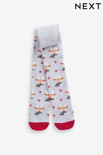 Grey Cotton Rich Christmas Tights (855341) | £5.50 - £6.50