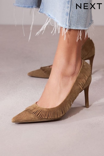 Tan Brown Forever Comfort Leather Fringe Court Shoes (855715) | £48