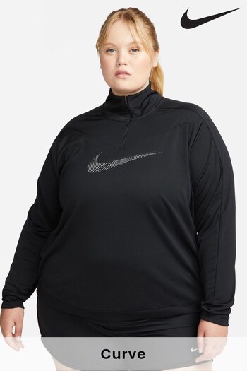 Nike Black Curve Dri-FIT Swoosh 1/2-Zip Running Top (856102) | £40