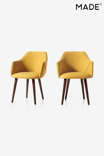 MADE.COM Yellow Set of 2 Lule Carver Dining Chairs (856153) | £399