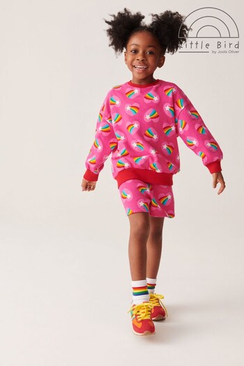 Little Bird by Jools Oliver Pink Shooting Stars with Rainbows Heart Sweatshirt and Shorts Set (856175) | £22 - £28