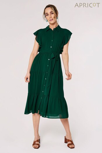 Apricot Green Liberty Ruffle Shirt Midaxi Dress (856181) | £39