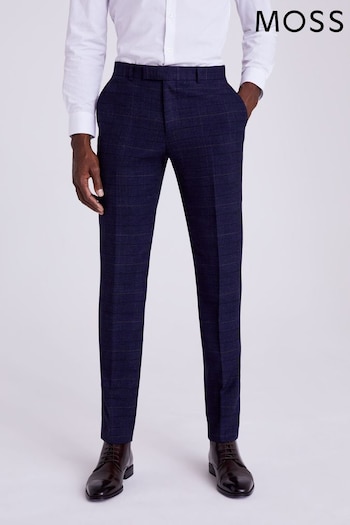 MOSS Tailored Fit Navy Black Check Suit: chitch Trousers (856183) | £80
