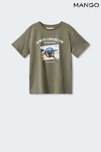 Mango Green Printed Cotton Blend T-Shirt (856296) | £15