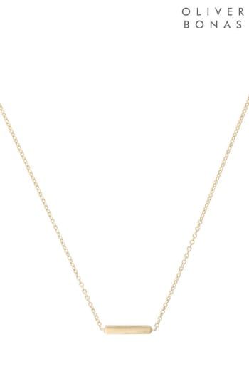 Oliver Bonas Gold Plated Tiny Bar Gold Plated Brass Necklace (856378) | £26