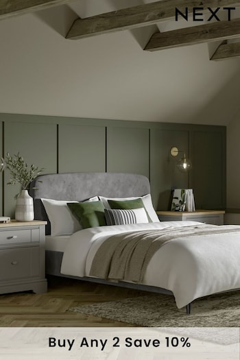 Opulent Velvet Steel Grey Matson Upholstered Bed Bed Frame (856711) | £275 - £525